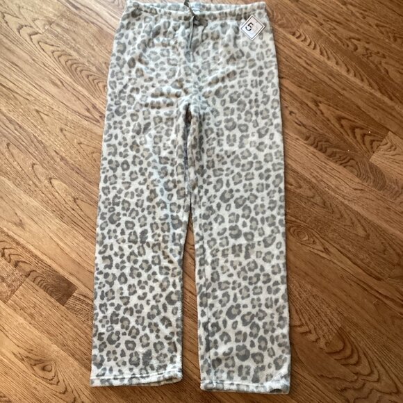 NWT WOMEN'S LEOPARD ANIMAL PRINT PLUSH FLEECE LOUNGE PANTS XL COZY COMFY CASUAL - Picture 2 of 2